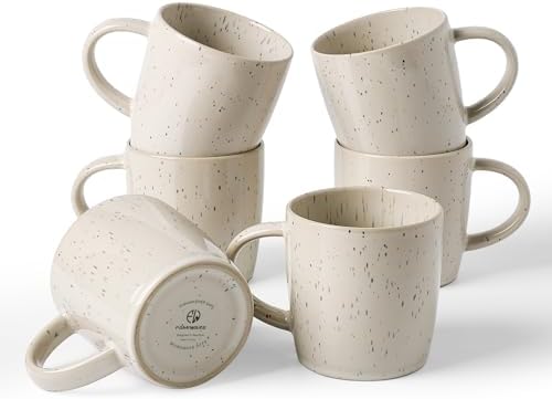 famiware Coffee Mugs Set of 6, Meteor 13 oz Ceramic Mug Cup Set with Handle