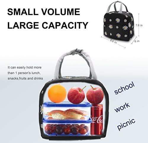 Sonuimy Insulated Lunch Bag Women, Reusable Cute Tote Lunch Box Black/White