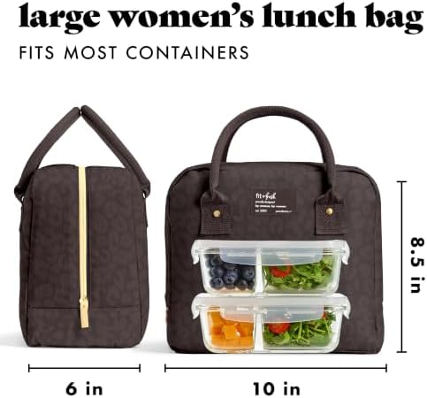 Fit & Fresh Bloomington Lunch Bag for Women - Insulated Large Lunch Box for Work with Containers, Leak-Resistant