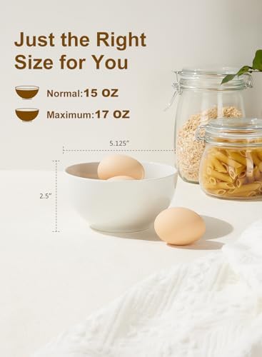 17 OZ White Ceramic Soup Bowls of 6, Cereal Bowls for Kitchen