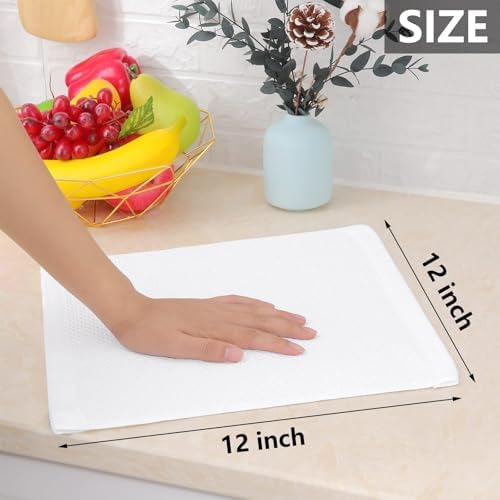 Homaxy 100% Cotton Waffle Weave Kitchen Dish Cloths 18-Pack, White