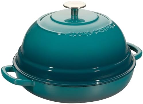 EDGING CASTING Enameled Cast Iron Dutch Oven Pot with Lid, Round Bread Oven for Homemade Sourdough Bread Baking, 6 Quart, Darkcyan