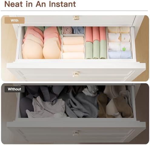 Criusia Drawer Organizer Clothes, 10 Pack Dresser Organizer for Baby Clothes, Underwear, Sock- Foldable Closet Organization and Storage Dividers Bins for Nursery, Bedroom (Oatmeal)
