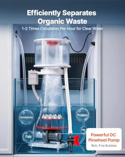 VEVOR Protein Skimmer for 132-264 Gal Saltwater Aquariums In Sump with Pump, Protein Skimmer with DC Pinwheel Pump, Adjustable Control, for 132-264 Gal Saltwater Aquarium & Reef Tank, In Sump Use Only