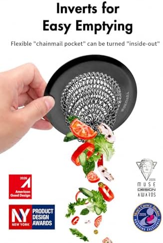 Kitchen Sink Drain Strainer,Patented Reversible Chain Mesh Basket,Black