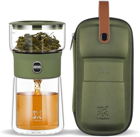 ZENS Small Tea Infuser Pot, One Touch Tea Maker for Loose Leaf Tea, Moss