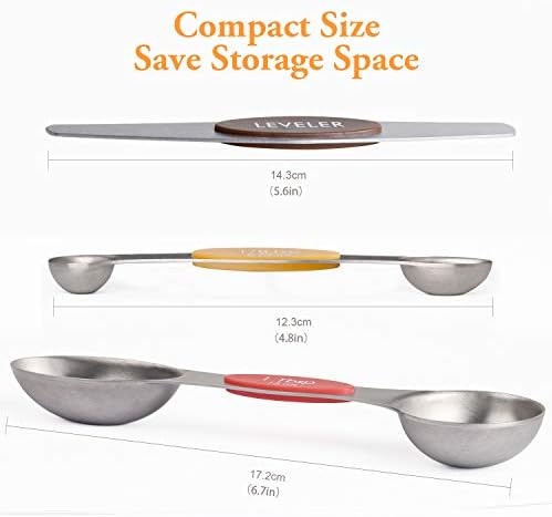 Magnetic Measuring Spoons Set Stainless Steel Dual Sided Measuring Spoons