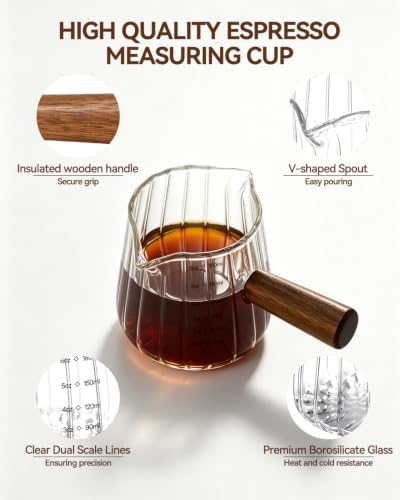 Espresso Cups 6 OZ, Dual Spout Espresso Shot Cups with Coffee Spoon