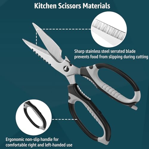 BoFuYuan Detachable Heavy Duty Kitchen Scissors for Food 9-Inch Green