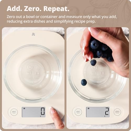 Greater Goods Food Scale, Slim & Compact Build, 1g Precision (Birch White)