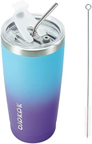 BJPKPK 20oz Coffee Tumbler with Lid & Straw, Insulated Stainless Steel Mug