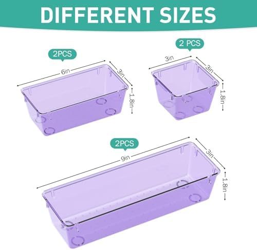 9 Pack Clear Drawer Organizer Set, Drawer Storage Trays, Storage Bins