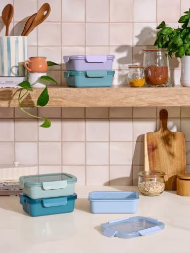 Ello Color Lock Ceramic-Coated 3.4 Cup Meal Prep Containers, 10 Pc, Blue