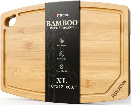 Astercook Large Bamboo Cutting Board for Kitchen