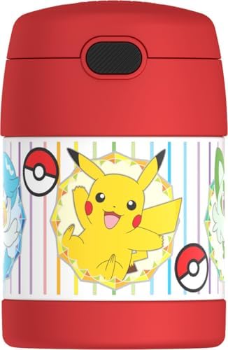THERMOS FUNTAINER 10 Ounce Stainless Steel Vacuum Insulated Kids Food Jar with Spoon, POKEMON