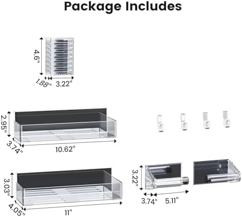 Mystozer Magnetic Spice Rack for Refrigerator Clear, 4 Pack