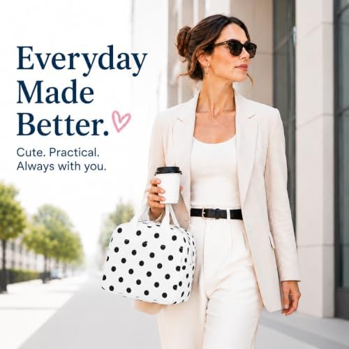 LOVELYWIND Lunch Box for Women, Polka Dot Lunch Bag, Insulated Lunch Tote