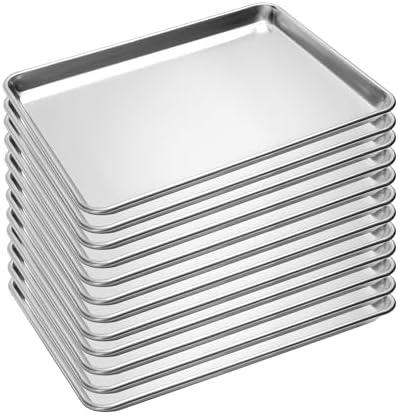 BIEAMA 12 Pack Half Size Baking Sheet Pan, Aluminum Commercial 18" x 13"