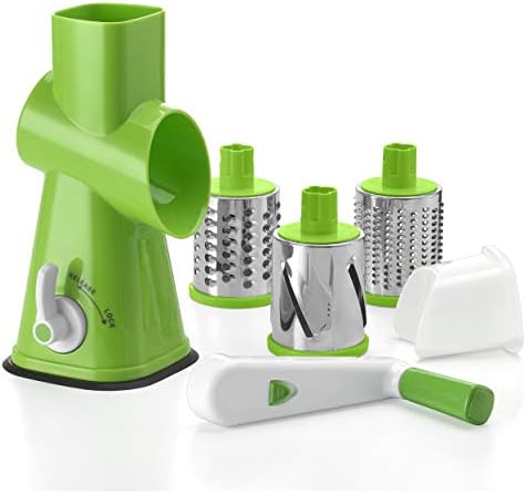 Cuisinart Fresh Slice Rotary Drum Grater, Cheese & Vegetable Slicer with 3 Interchangeable Stainless Steel Drums, Strong Suction Base, Dishwasher Safe