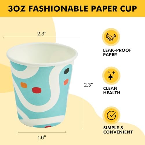RACETOP 3 oz Bathroom Cups 300 Pack, Small Paper Cups, Blue Lines