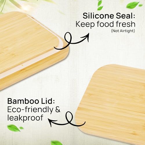 Vtopmart 4 Pack Glass Food Storage Containers with Bamboo Lids Meal Prep