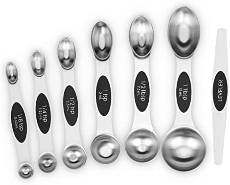 Aovchei 7 PCS Black Magnetic Measuring Spoons Set