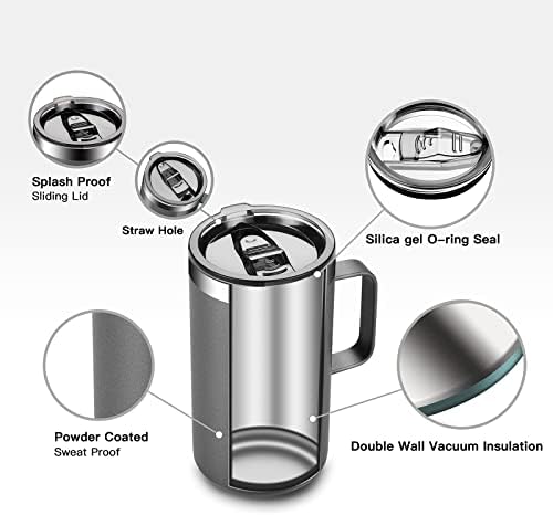 KXIAOCHEN 20 oz Insulated Coffee Mug, Coffee Cup with Lid and Wide Handle