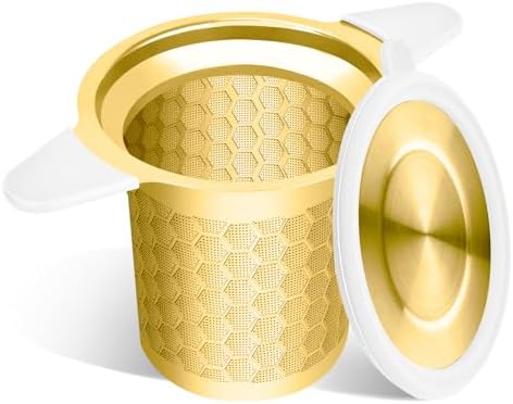 Tea Infuser for Loose Leaf Tea, 304 Stainless Steel Strainer Basket Gold