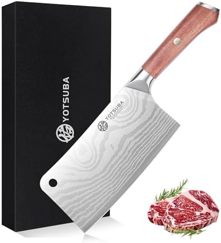 YOTSUBA 7 Inch Cleaver Knife with Full Tang Rosewood Handle