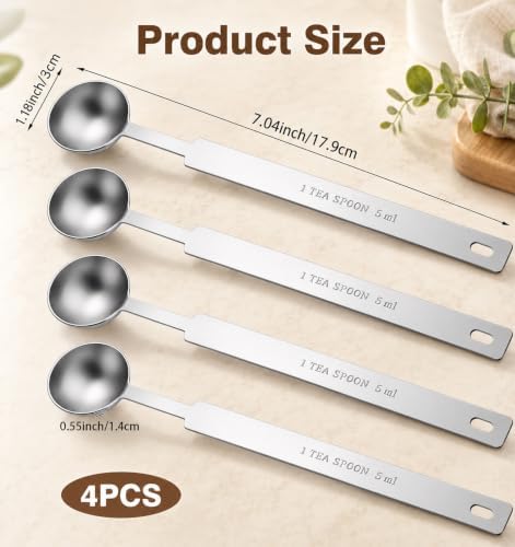 4 PCS 5 Gram Scoop, Teaspoons Measuring Spoon (1 Tsp | 5ml | 5cc | 1/6oz)