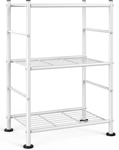 Sakugi 3-Tier Metal Storage Shelves Adjustable Feet, 18"x12"x30", White