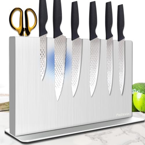 Magnetic Knife Block Without Knives— Stainless Steel Double-Sided Magnetic Knife Holder Stand with Strong Magnets, Knife Storage Organizer for Kitchen Counter top, 16 inch