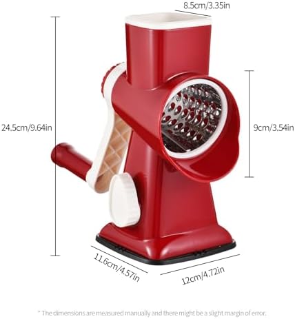 Rotary Cheese Grater Manual Hand Crank 3-in-1 Vegetable Shredder