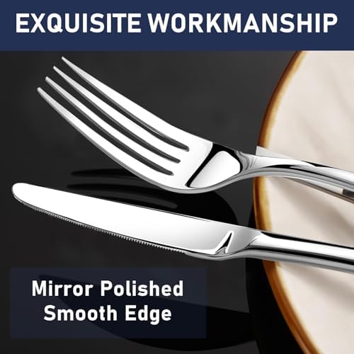 Heavy Duty Silverware Set for 12, Stainless Steel Flatware Cutlery Set