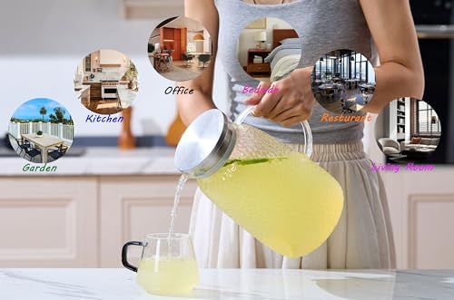 Purefold 105 Oz Borosilicate Glass Pitcher with Lid, Glass Beverages Jug