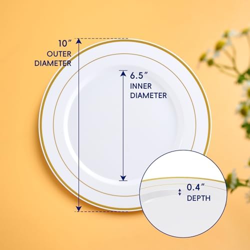 200PCS Plastic Plates 10 Inch Heavy Duty Disposable Plates for Everyday Use