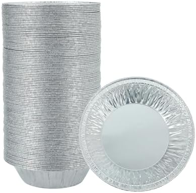 Waytiffer Pie Pans (100 Pack) 5 inch HEAVY-DUTY Disposable Aluminum Foil pie/tart Pans for Baking Personal Mini Pies, Foil Pie Tin for Bakeries, Cafes,Easily Stack & Store, Freeze & Reheat