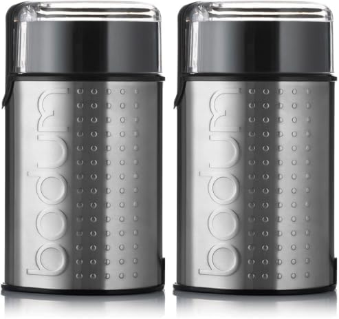 Bodum Bistro Electric Blade Coffee Grinder, Brushed Stainless Steel, 2.1 oz (Pack of 2)