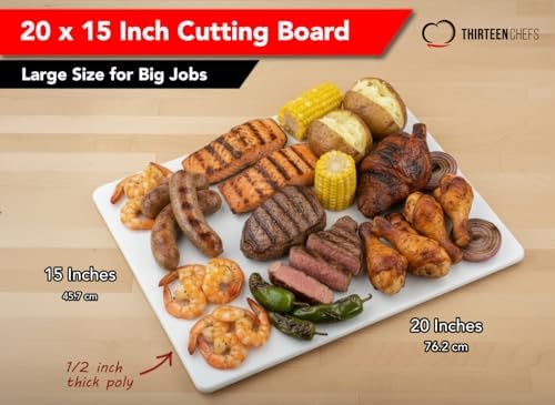 Commercial Grade 20x15 Plastic Cutting Board, Extra Large 1/2" Thick Poly