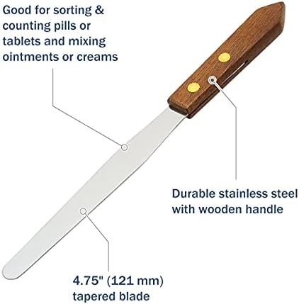 Apothecary Products 4.75" Stainless Steel Spatula and Blade, Wooden Handle