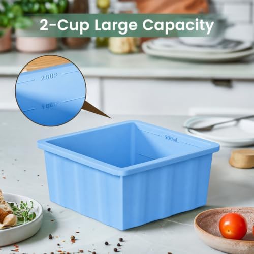 Silicone Freezer Tray for Soup Ice Cubes: 2-Cup Freezing Trays with Lid for Meal Prep - 4Pack Silicon Soup Portion Freeze Tray Make Stock Souped Ice Cube