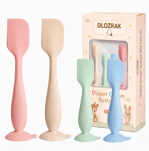 4-Pack Diaper Cream Spatula Set & Case, Ergonomic Baby Butt Paste Spatula