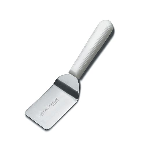 Dexter Russell S171PCP 19663 Sani-Safe Mini Turner, 2-1/2" Stainless Steel Offset Blade Spatula, Textured Polypropylene White Handle, Small Grill Turner for Professional Kitchens, Made in USA