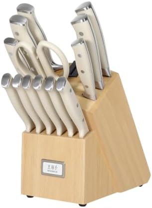 WANGMAZI 15-Pcs Knife Set, High Carbon Steel Ultra Sharp, Natural Pro
