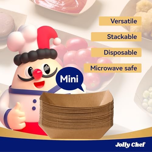 JOLLY CHEF 1/4lb Paper Food Tray 250 Pack Disposable Food Serving Boats