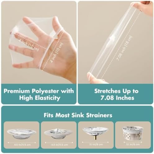 400 Pack Disposable Drain Covers for Sourdough, Kitchen Mesh Sink Strainer Bags, Anti-Clog Drain Catchers for Food Scraps, Coffee Grounds & Hair, Kitchen & Bathroom
