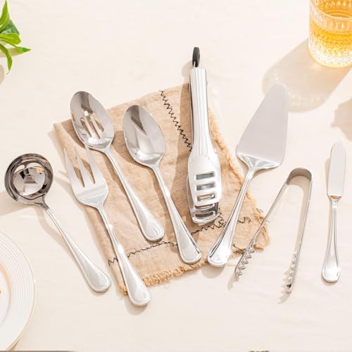8-Piece Teardrop Serving Utensils Set, 18/10 Stainless Steel Utensils
