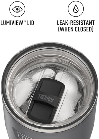 THERMOS ICON SERIES Stainless Steel Cold Tumbler with Slide Lock, 24 Ounce, Granite (Pack of 4)