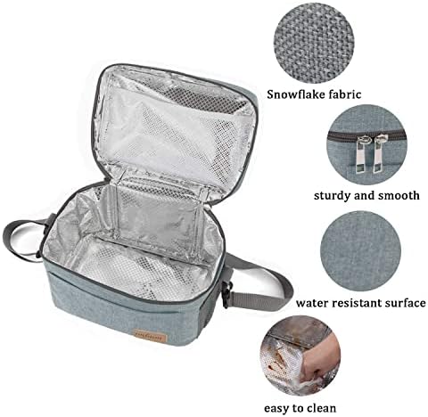 ONFAON Lunch Bag for Men/Women, Insulated Reusable Lunch Box Leakproof Cooler Tote Bag Freezable with Adjustable Shoulder Strap for Office Work Picnic Beach(Grey)