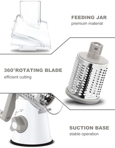 GDL Cheese Grater Hand Crank, Rotary Cheese shredder, Vegetable Slicer